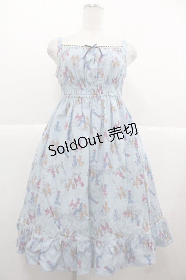 画像1: Emily Temple cute / プードル柄ジャンパースカート  サックス I-25-11-24-057-ET-OP-SA-ZI (1)