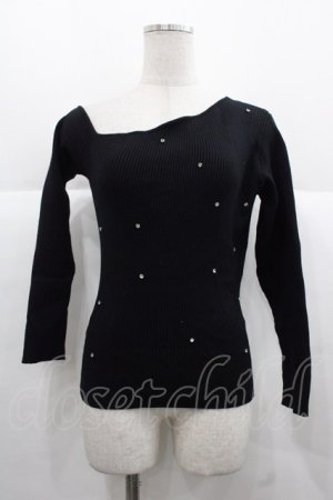 画像: Ank Rouge / ストーンニットトップス  黒Ｘシルバー I-25-11-24-007-CA-TO-SA-ZI