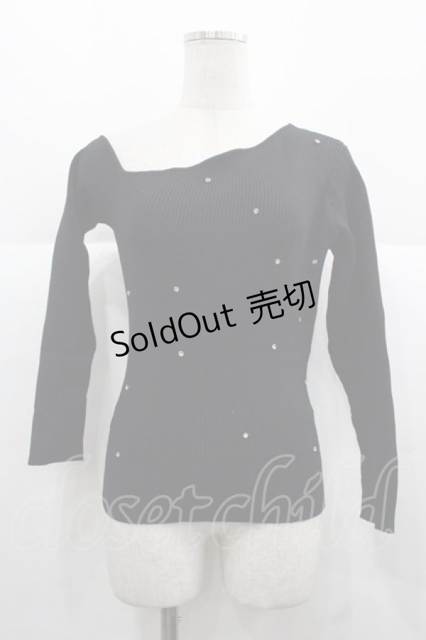 画像1: Ank Rouge / ストーンニットトップス  黒Ｘシルバー I-25-11-24-007-CA-TO-SA-ZI (1)