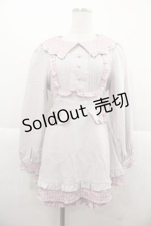 画像: Ank Rouge / スカラップ衿チェックコンビネゾン  ピンク I-25-11-24-071-CA-OP-SA-ZI