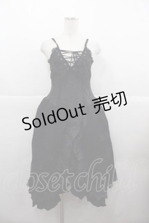 画像: Qutie Frash / 蜘蛛の巣レースロングキャミワンピース  黒 I-25-11-24-075-QU-OP-SA-ZI