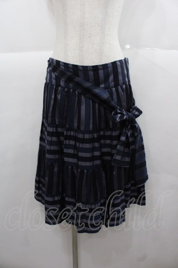 画像1: Jane Marple / レジメンタル切替スカート  ネイビー I-25-11-24-077-JM-SK-SA-ZI (1)