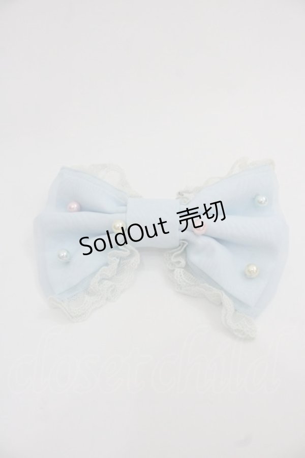 画像1: Angelic Pretty / シフォンパールリボンバレッタ  サックス I-25-11-24-108-AP-AC-SA-ZI (1)