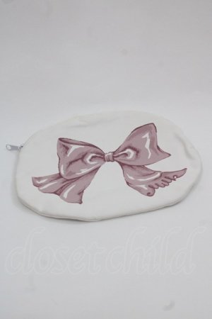 画像: MILK / リボンプリントポーチ  白Ｘピンク I-25-11-24-115-ML-ZA-SA-ZI