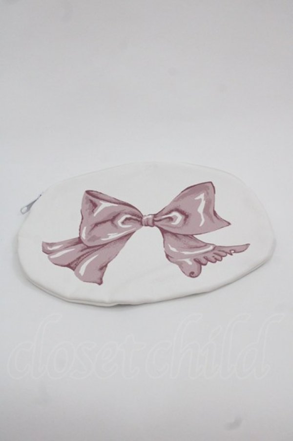 画像1: MILK / リボンプリントポーチ  白Ｘピンク I-25-11-24-116-ML-ZA-SA-ZI (1)