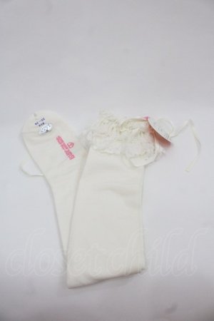 画像: BABY,THE STARS SHINE BRIGHT / リボン通しレースオーバーニーソックス  白 I-25-11-24-120-BA-ZA-SA-ZI