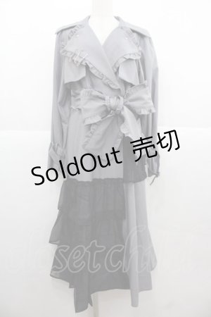 画像: Ank Rouge / オーガンジーティアードトレンチコート  グレーＸ黒 I-25-11-24-027-CA-CO-SA-ZI