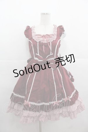 画像: Angelic Pretty / ストライプフリルレースアップエンジェルジャンパースカート  ボルドー I-25-11-24-039-AP-OP-SA-ZI
