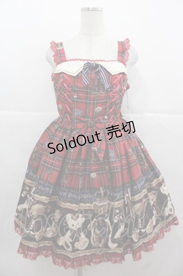 画像1: Angelic Pretty / British Bearジャンパースカート  赤 I-25-11-24-040-AP-OP-SA-ZI (1)