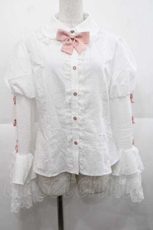 画像1: To Alice / ヴィンテージドールブラウス L 白Ｘピンク I-25-11-27-001-LO-BL-SA-ZI (1)