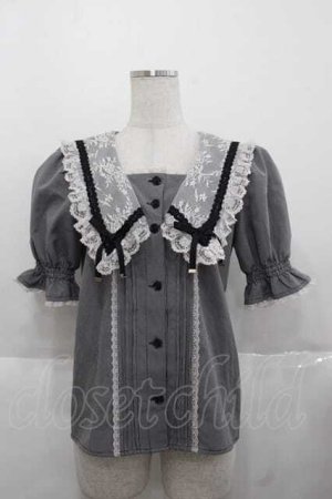 画像: Rojita / パール釦セーラーカラーブラウス  黒チェック I-25-11-27-005-LO-BL-SA-ZI