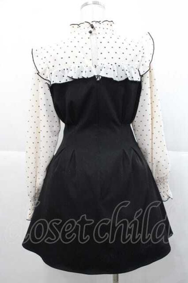 画像2: Rojita / ハートドットレースアップワンピース  アイボリーＸ黒 I-25-11-27-037-LO-OP-SA-ZI (2)