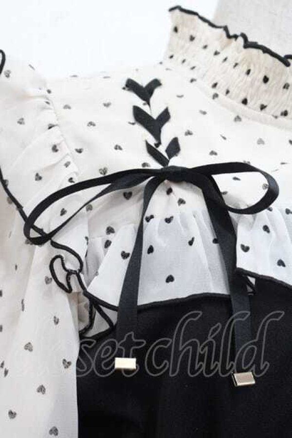 画像3: Rojita / ハートドットレースアップワンピース  アイボリーＸ黒 I-25-11-27-037-LO-OP-SA-ZI (3)