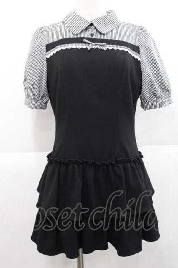 画像1: evelyn / ドッキングティアードワンピース  黒Ｘ白 I-25-11-27-038-LO-OP-SA-ZI (1)