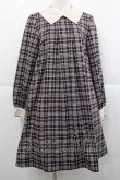 画像1: axes femme POETIQUE / 襟付きチェックワンピース M ボルドー I-25-11-27-039-AX-OP-SA-ZI (1)