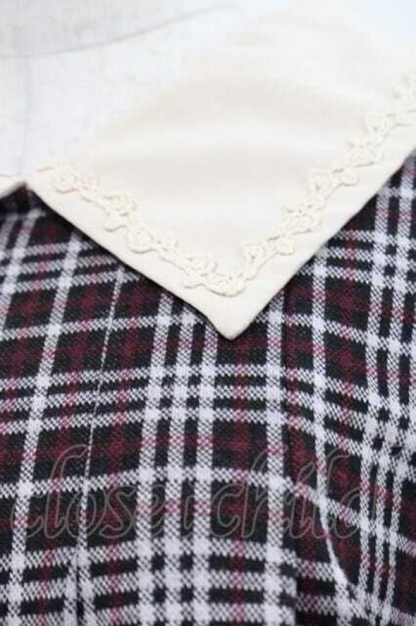 画像3: axes femme POETIQUE / 襟付きチェックワンピース M ボルドー I-25-11-27-039-AX-OP-SA-ZI (3)