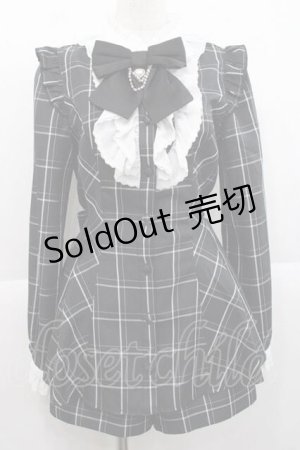 画像: Secret Honey / チェックブラウス&ショートパンツセットアップ  黒チェックＸ白 I-25-11-27-040-CA-OP-SA-ZI