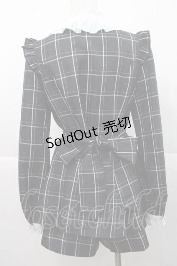 画像2: Secret Honey / チェックブラウス&ショートパンツセットアップ  黒チェックＸ白 I-25-11-27-040-CA-OP-SA-ZI (2)