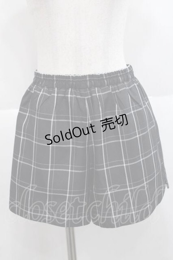 画像4: Secret Honey / チェックブラウス&ショートパンツセットアップ  黒チェックＸ白 I-25-11-27-040-CA-OP-SA-ZI (4)