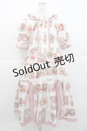 画像: PINK HOUSE / チェリープリントパッチワーク風ワンピース  白Ｘ赤 I-25-11-27-046-LO-OP-SA-ZI