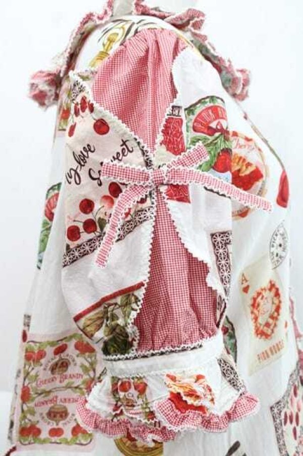 画像4: PINK HOUSE / チェリープリントパッチワーク風ワンピース  白Ｘ赤 I-25-11-27-046-LO-OP-SA-ZI (4)