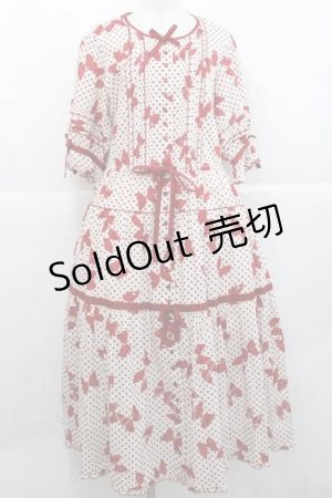 画像: PINK HOUSE / 水玉りぼんプリントワンピース  アイボリー×赤 I-25-11-27-047-LO-OP-SA-ZI