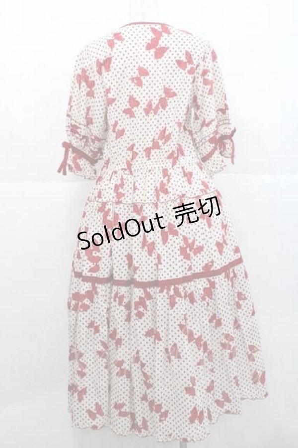 画像2: PINK HOUSE / 水玉りぼんプリントワンピース  アイボリー×赤 I-25-11-27-047-LO-OP-SA-ZI (2)