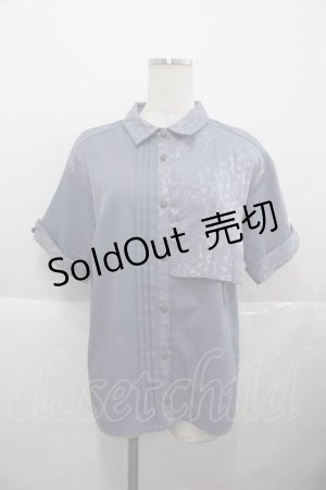 画像: axes femme / ジャカード切替シャツ  ブルー I-25-11-27-008-AX-BL-SA-ZI