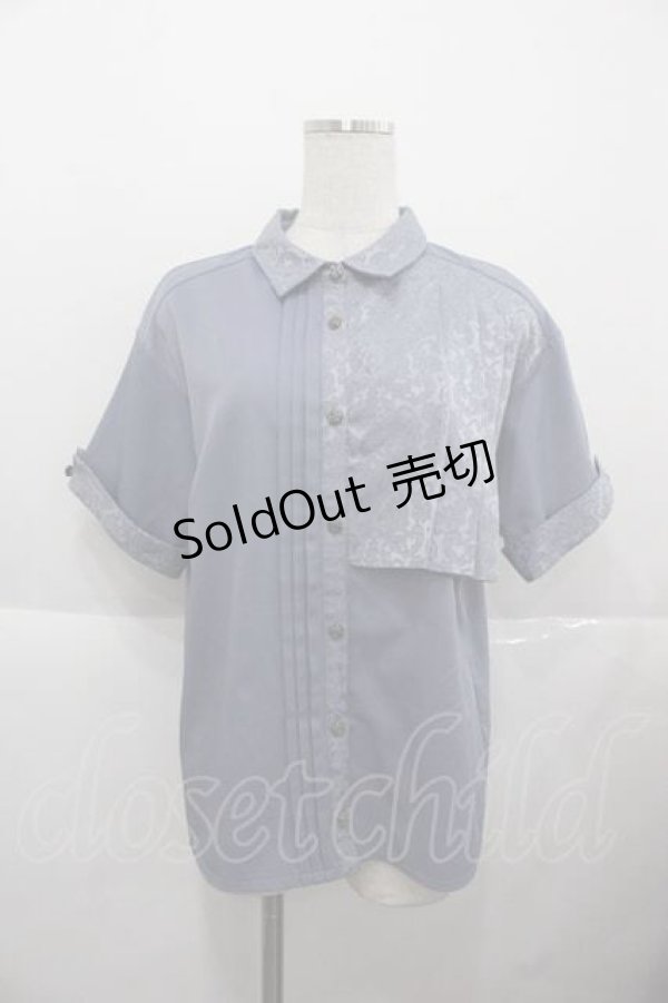 画像1: axes femme / ジャカード切替シャツ  ブルー I-25-11-27-008-AX-BL-SA-ZI (1)