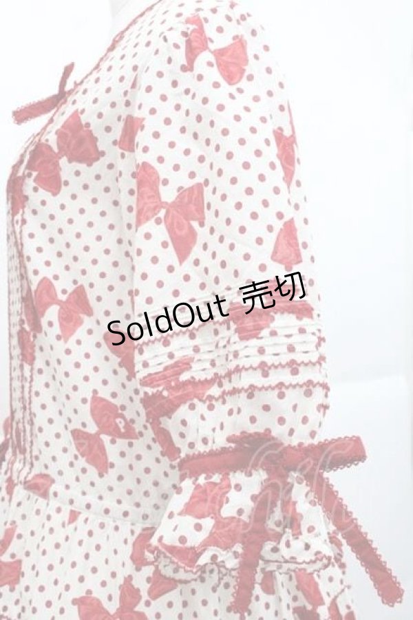 画像4: PINK HOUSE / 水玉りぼんプリントワンピース  アイボリー×赤 I-25-11-27-047-LO-OP-SA-ZI (4)