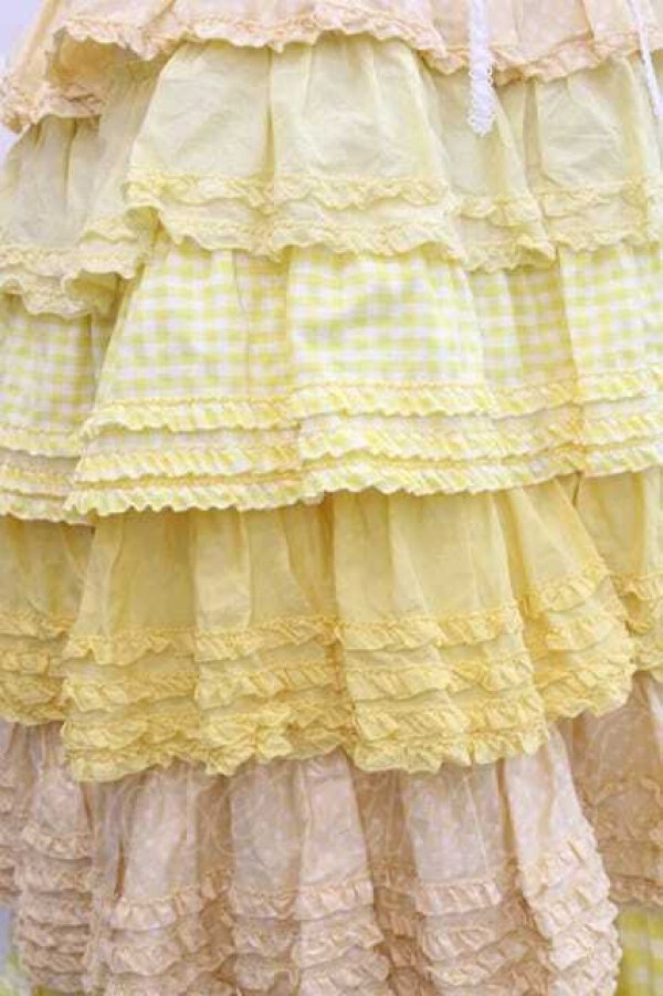 画像4: PINK HOUSE / 配色フリル使いキャミソールワンピース  イエロー I-25-11-27-050-LO-CO-SA-ZI (4)