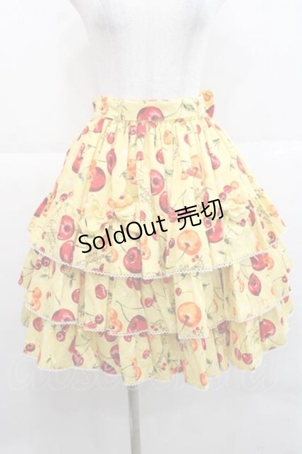 画像1: metamorphose / Vintage Cherryフリルスカート  イエロー I-25-11-27-056-ME-SK-SA-ZI (1)