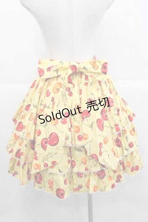 画像2: metamorphose / Vintage Cherryフリルスカート  イエロー I-25-11-27-056-ME-SK-SA-ZI (2)
