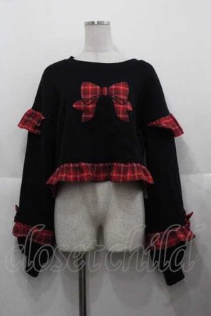 画像: Chalmiere / リボンワッペンショート丈プル  黒Ｘ赤チェック I-25-11-27-010-LO-TO-SA-ZI