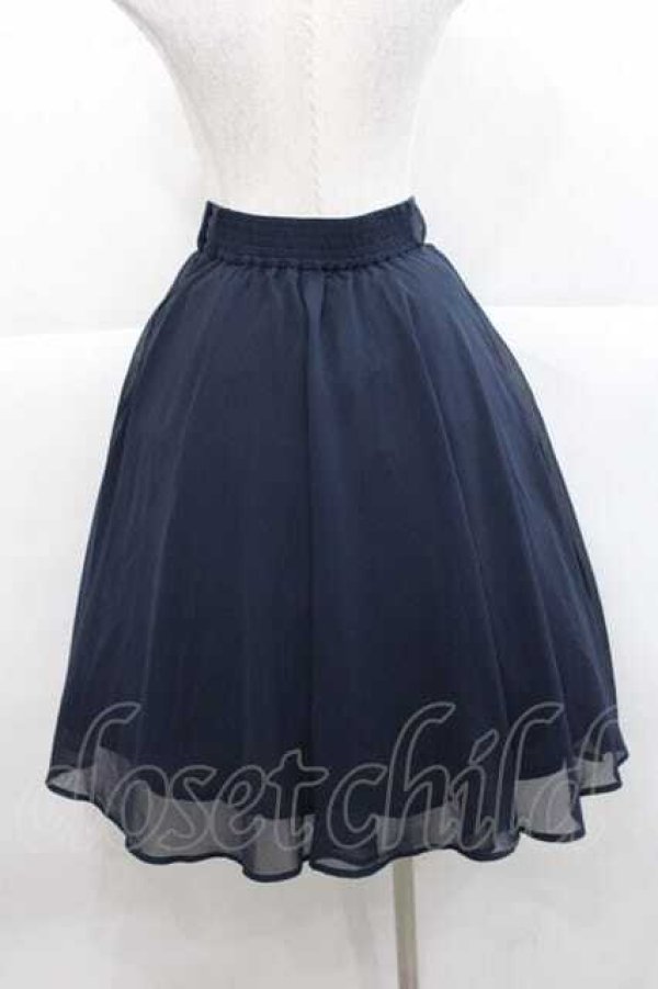 画像2: F i.n.t / ラインゴムベルト付きシアースカート  ネイビー I-25-11-27-058-CA-SK-SA-ZI (2)
