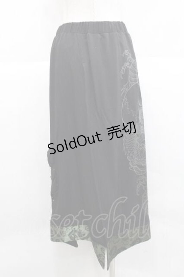 画像2: Qutie Frash / 和柄プリーツスカート  黒Ｘ緑 I-25-11-27-061-QU-SK-SA-ZI (2)