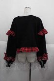 画像2: Chalmiere / リボンワッペンショート丈プル  黒Ｘ赤チェック I-25-11-27-010-LO-TO-SA-ZI (2)