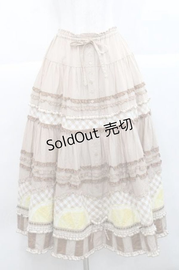 画像1: PINK HOUSE / レモンケーキパッチワークスカート  ブラウン I-25-11-27-064-LO-OP-SA-ZI (1)