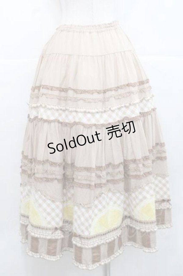 画像2: PINK HOUSE / レモンケーキパッチワークスカート  ブラウン I-25-11-27-064-LO-OP-SA-ZI (2)