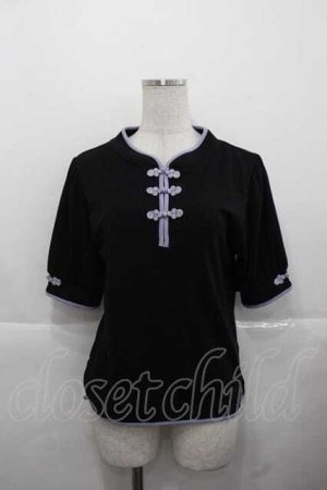 画像: axes femme / チャイナ釦リブプルオーバー  ブラック I-25-11-27-011-AX-TO-SA-ZI