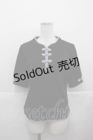 画像: axes femme / チャイナ釦リブプルオーバー  ブラック I-25-11-27-011-AX-TO-SA-ZI