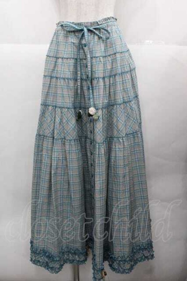 画像1: PINK HOUSE / White Cloverモチーフ付きオリジナルチェックスカート  グリーンチェック I-25-11-27-066-LO-SK-SA-ZI (1)