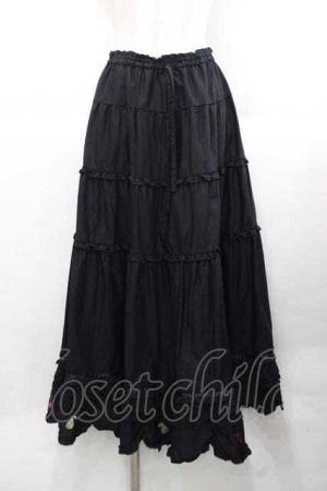 画像: PINK HOUSE / フルーツ刺繍ローンスカート  黒 I-25-11-27-067-LO-SK-SA-ZI