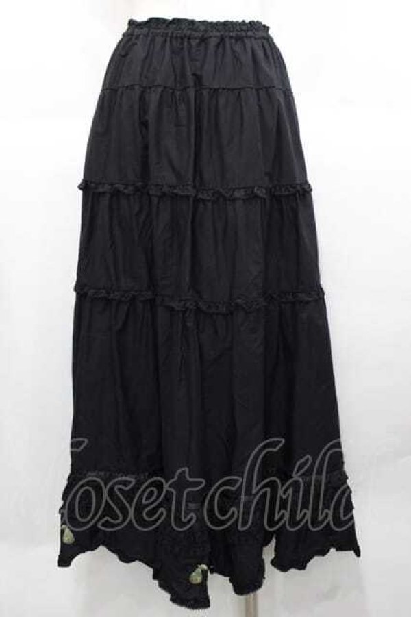 画像2: PINK HOUSE / フルーツ刺繍ローンスカート  黒 I-25-11-27-067-LO-SK-SA-ZI (2)