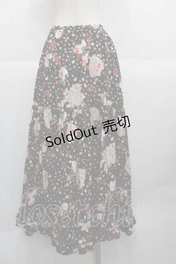 画像2: PINK HOUSE / オーナメントローズプリントスカート  黒 I-25-11-27-068-LO-SK-SA-ZI (2)