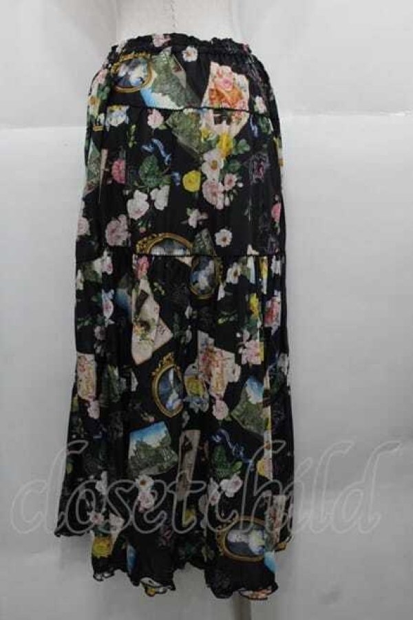 画像2: PINK HOUSE / ブーケモチーフプリントスカート  黒 I-25-11-27-069-LO-SK-SA-ZI (2)