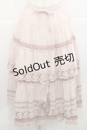 画像: PINK HOUSE / ローズレース使いスカート  ピンク I-25-11-27-074-LO-SK-SA-ZI