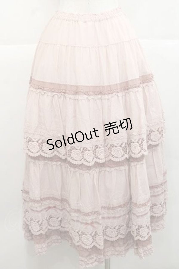 画像2: PINK HOUSE / ローズレース使いスカート  ピンク I-25-11-27-074-LO-SK-SA-ZI (2)