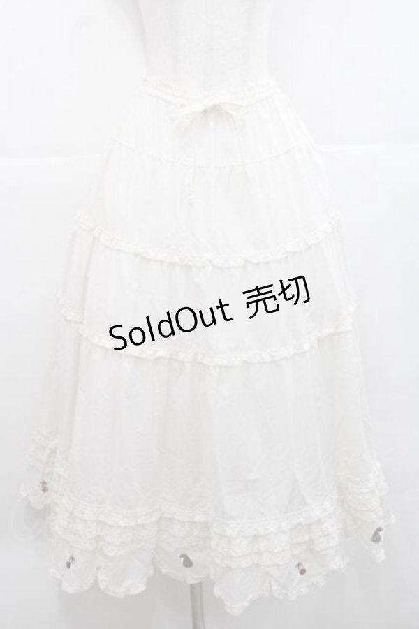 画像1: PINK HOUSE / フルーツ刺繍ローンスカート  アイボリー I-25-11-27-075-LO-SK-SA-ZI (1)