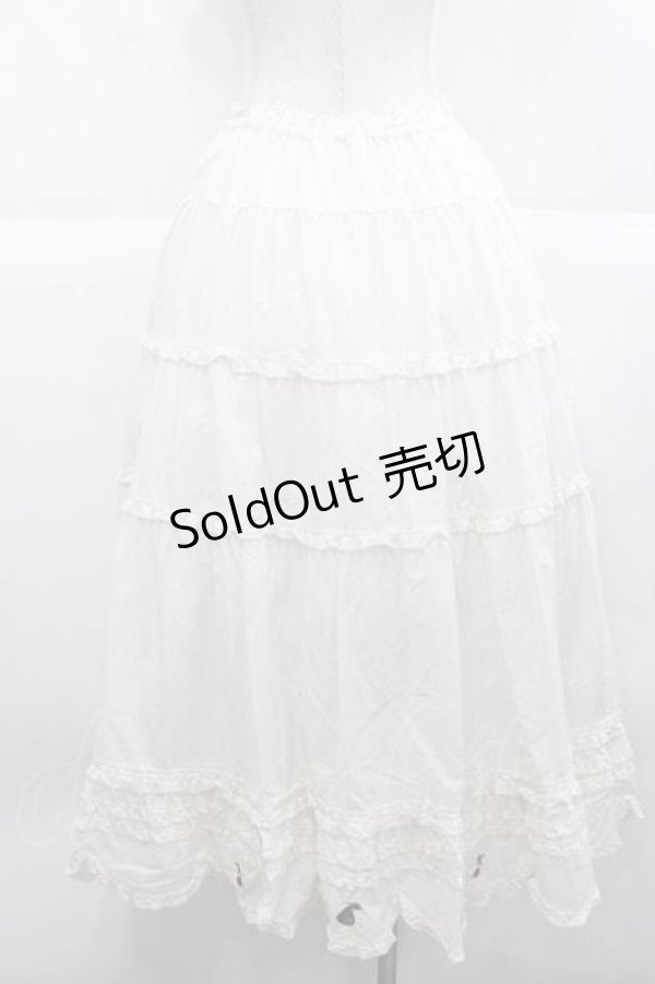 画像2: PINK HOUSE / フルーツ刺繍ローンスカート  アイボリー I-25-11-27-075-LO-SK-SA-ZI (2)